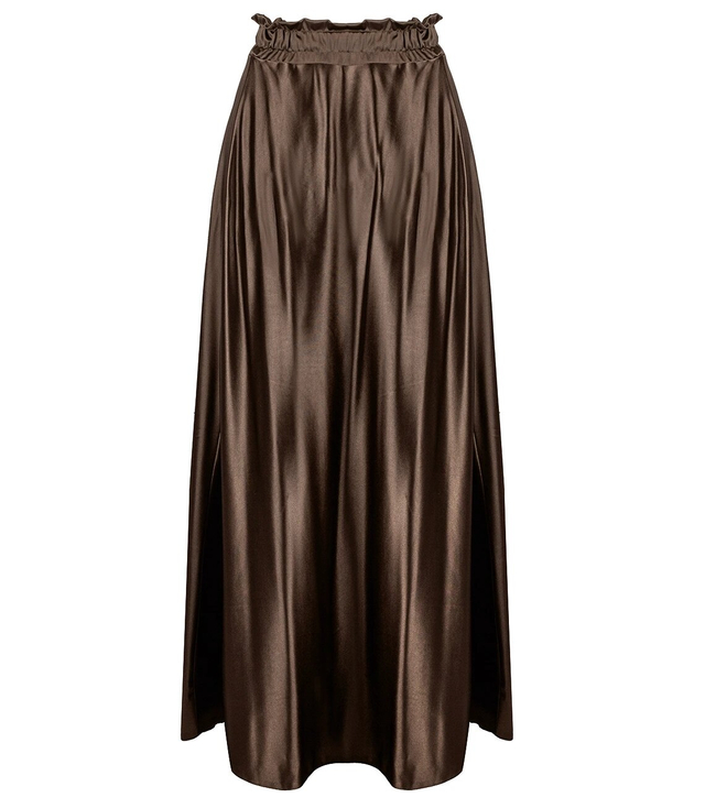 Dlouhá elegantní saténová sukně s rozparkem EWA