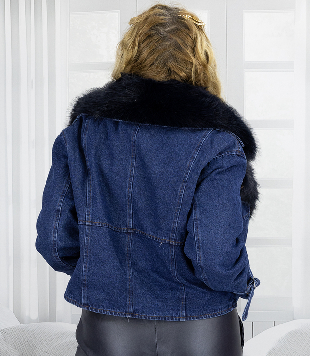 Džínová bunda s ovčí kůží DENIM DIVA