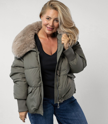 Zimní bunda bomber s odnímatelnou bundou z ovčí kůže IRMA