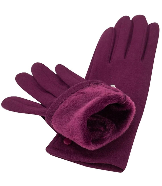 Dámské rukavice zateplené s kožešinovými knoflíky Touch Five-fingered