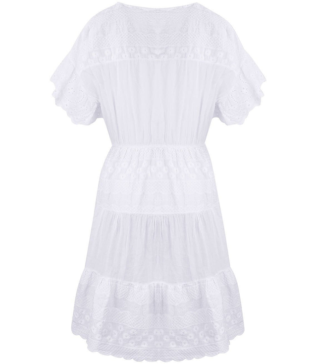BÍLÉ šaty s ažurovou výšivkou MINI letní