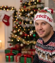 Zimní vánoční čepice s bambulí - ideální pro preze