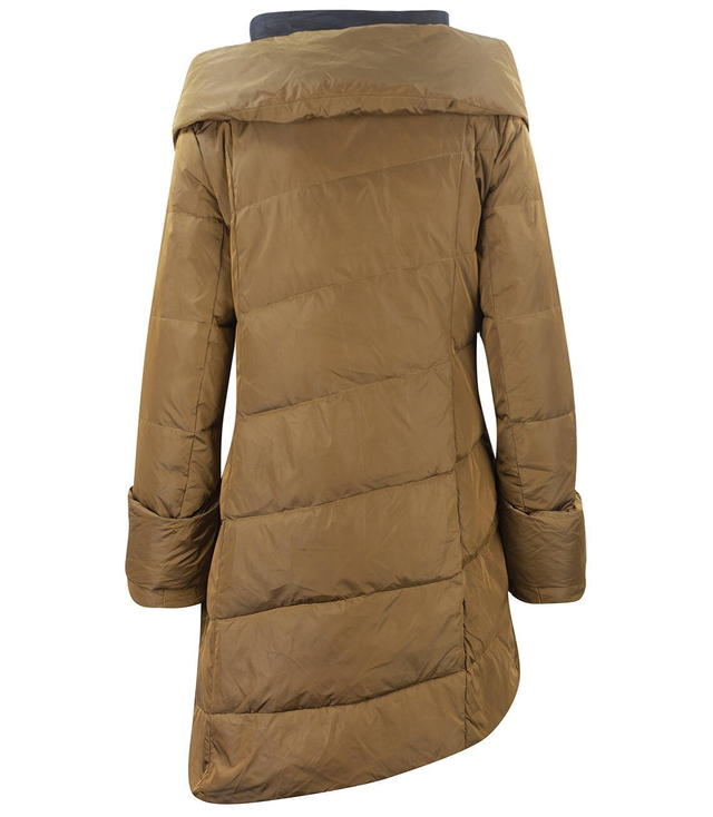 Asymetrický péřový kabát s vestou zimní