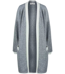 Kardigan rovný svetr s bílým lemováním LUCY