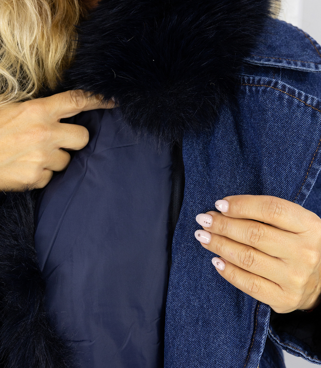Džínová bunda s ovčí kůží DENIM DIVA