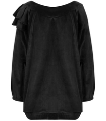 Velurová mikina s nadměrným volánem