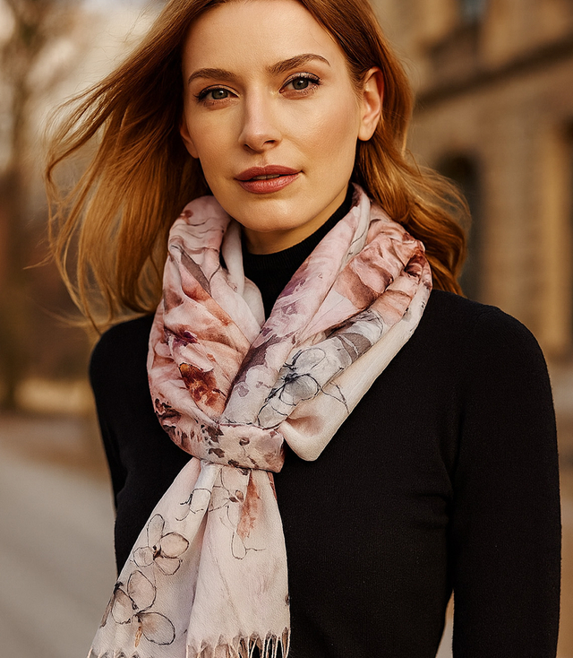 Dámská šála s květinovým vzorem 180x70