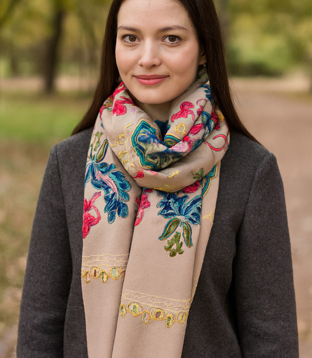 Dámský šátek s květinovým ornamentem stylový