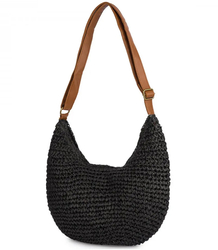 Půlkruhová boho kabelka s popruhem z ekokůže a zapínáním na zip