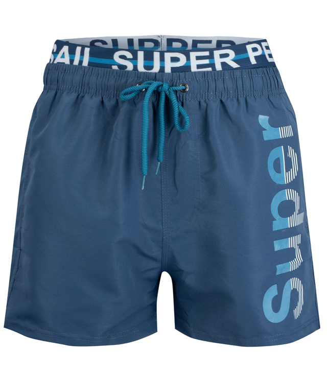 Plavecké šortky s páskou a nápisem SUPER