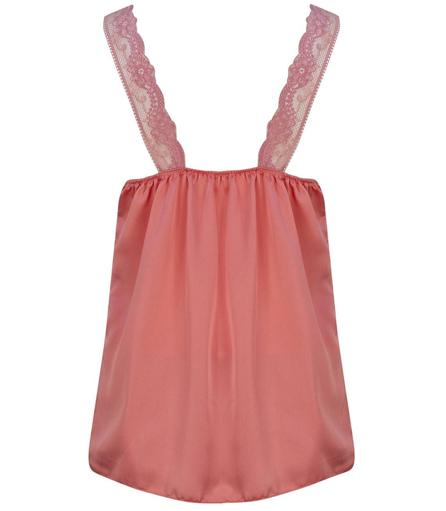 Saténový dlouhý top sexi krajkové pásky