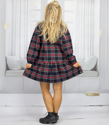 Dámské kostkované šaty s blůzou