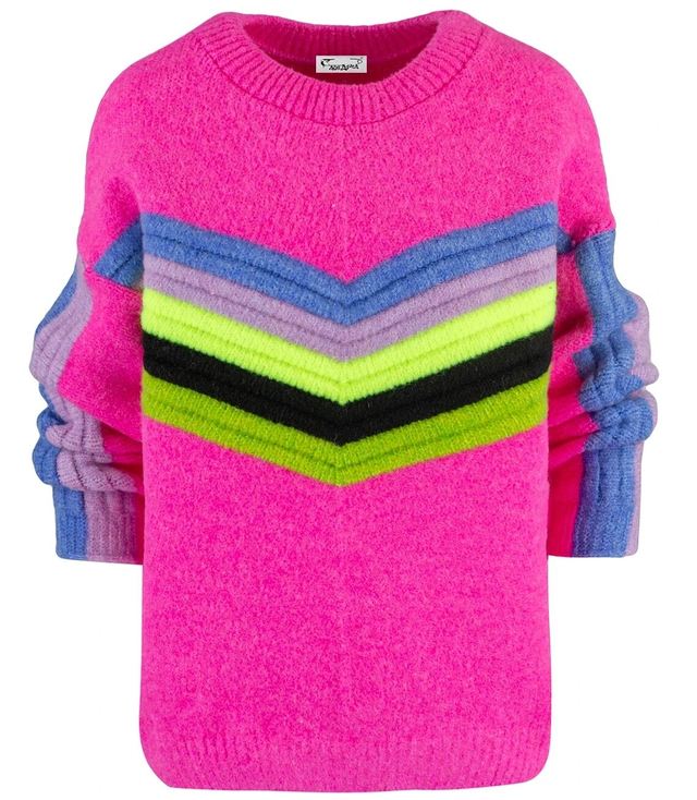Teplý dámský svetr s barevnými pruhy z vlny JULIA