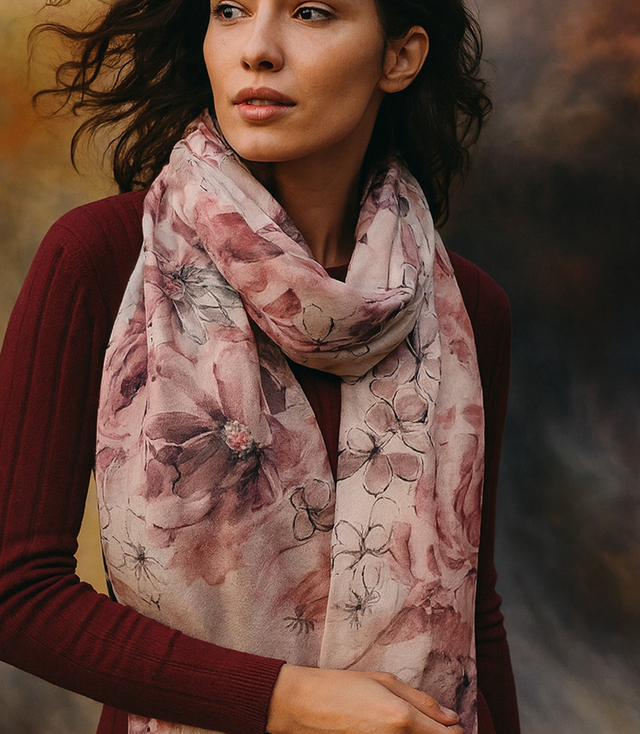 Dámská šála s květinovým vzorem 180x70