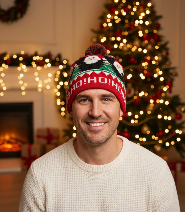 Zimní vánoční čepice s bambulí - ideální pro preze
