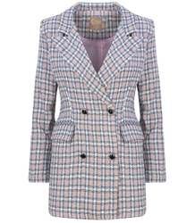 Dlouhé dvouřadé kostkované sako TWEED