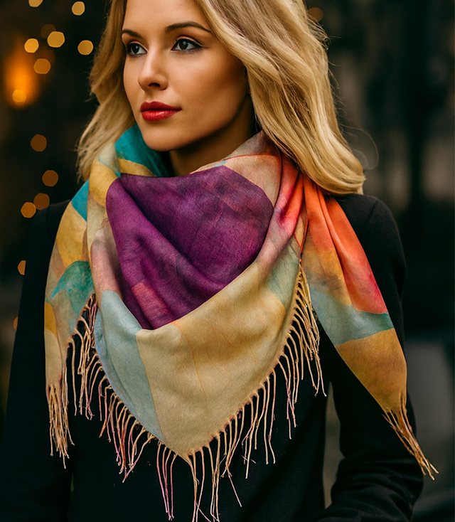 Dámský šátek s květinovým vzorem 100x100