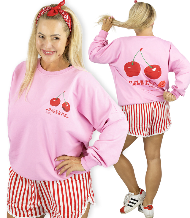 Dámská mikina oversize s potiskem třešní CHERRY PERFECTION