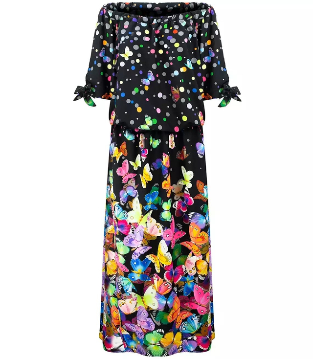 Dlouhé šaty SPAIN butterflies color MAXI