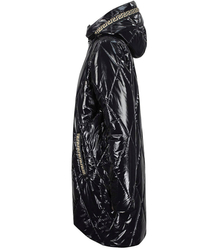 Dlouhá zimní prošívaná třpytivá bunda