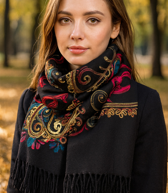 Dámský šátek s květinovým ornamentem stylový