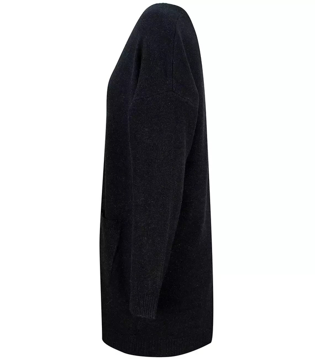 Hladký klasický dlouhý svetr na knoflíky