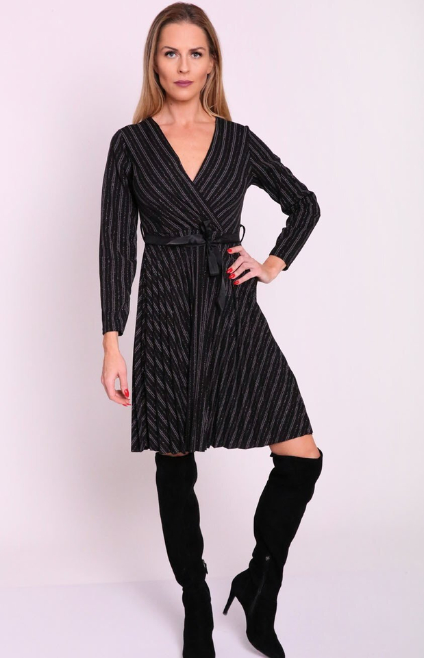 Klasické semišové midi šaty s obálkou