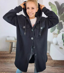 Teplá dlouhá mikina košile bunda bavlna