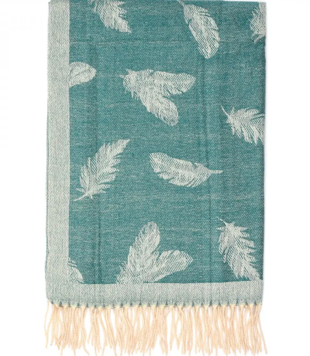 Teplá šála se vzorem peří elegantní stylová 180x70 cm