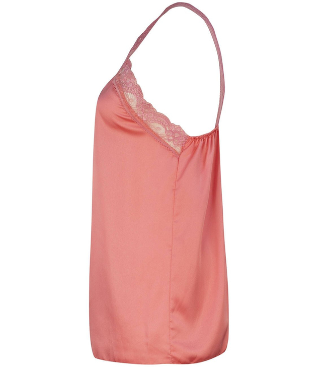 Saténový dlouhý top sexi krajkové pásky