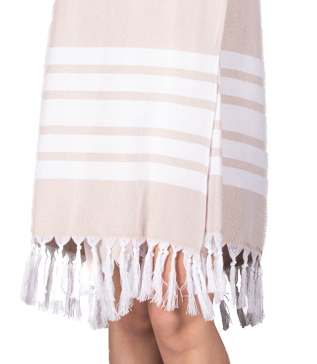 Pareo na suchý zip s pruhovanými střapci