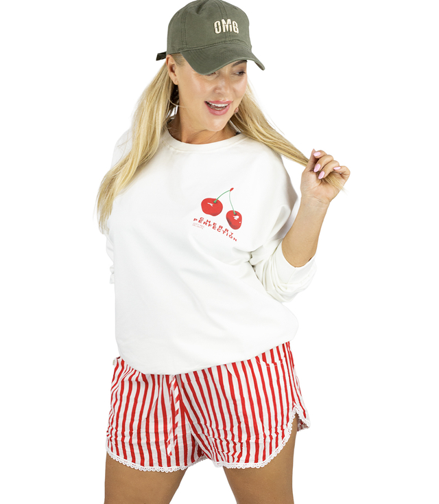 Dámská mikina oversize s potiskem třešní CHERRY PERFECTION