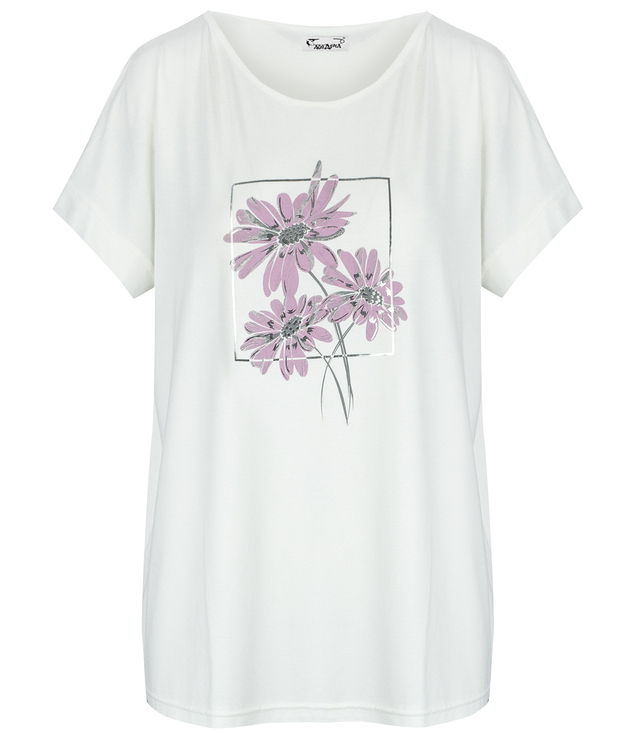Dámské tričko s krátkým rukávem, květinovým potiskem SEENA
