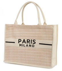 Nákupní taška PARIS MILANO pletená letní plážová taška velká ekologická taška