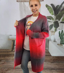 Kardigan dlouhý hrubý svetr ombre barevný