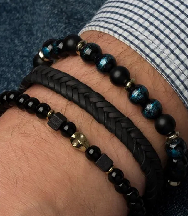 Sada pánských náramků z přírodního kamene