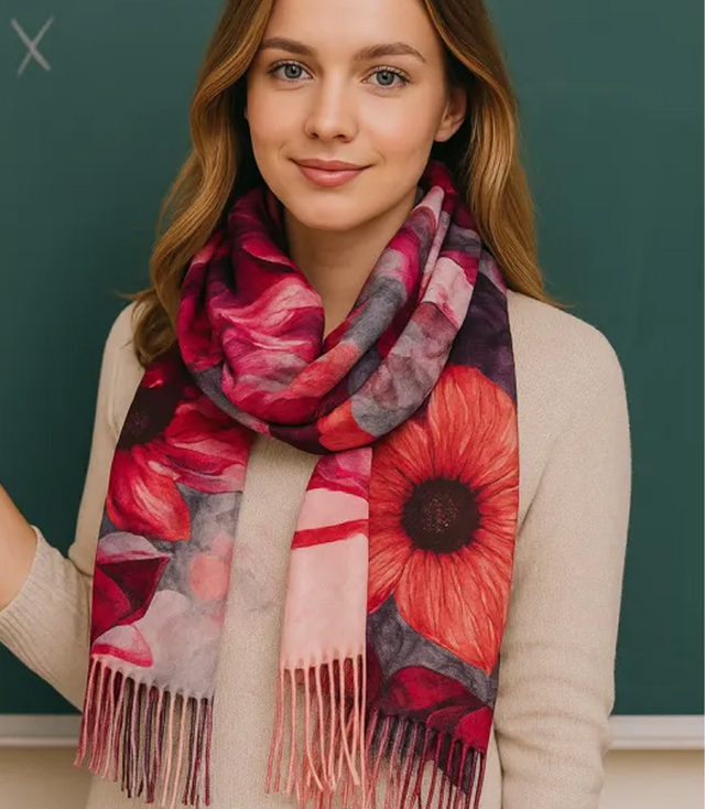 Dámský čtvercový šátek s třásněmi AGRAFKA