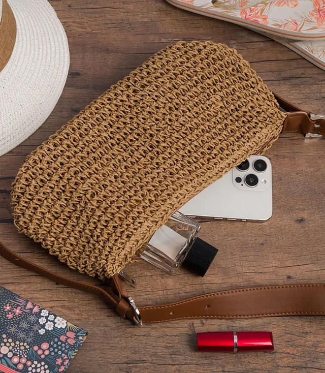 Boho kabelka z rafie s nastavitelným silnějším popruhem