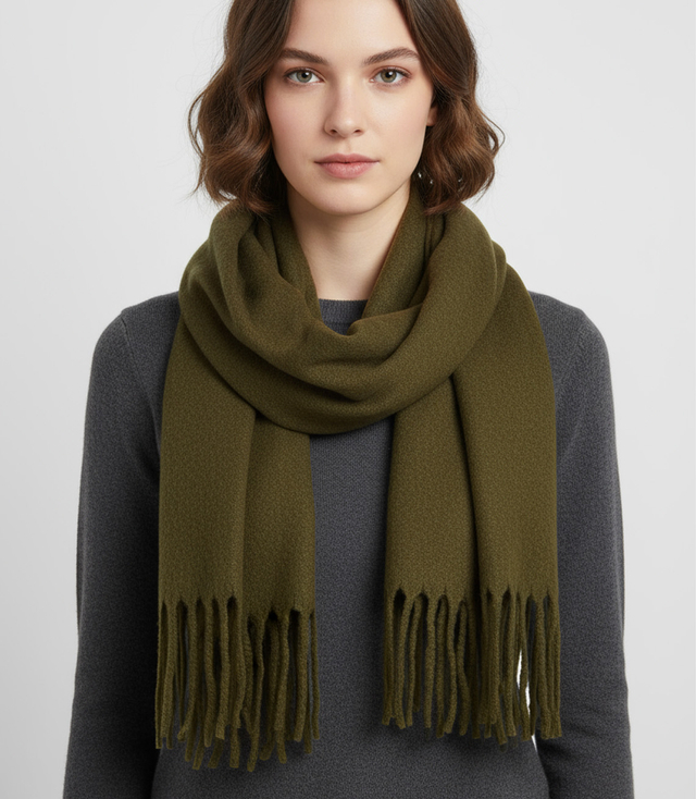 Elegantní šátek s třásněmi v jedné barvě