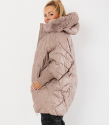 Zimní oversize bunda s kapucí a kožešinou NORDIC PUFF