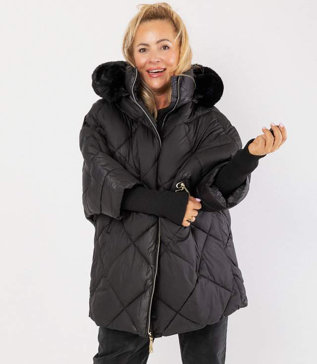 Zimní oversize bunda s kapucí a kožešinou NORDIC PUFF