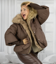 Zimní oversize bunda s kožešinou BOMBER LUX