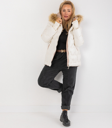Prošívaná zimní bunda s kapucí zdobená kožešinou ARIA PUFF PLUS SIZE