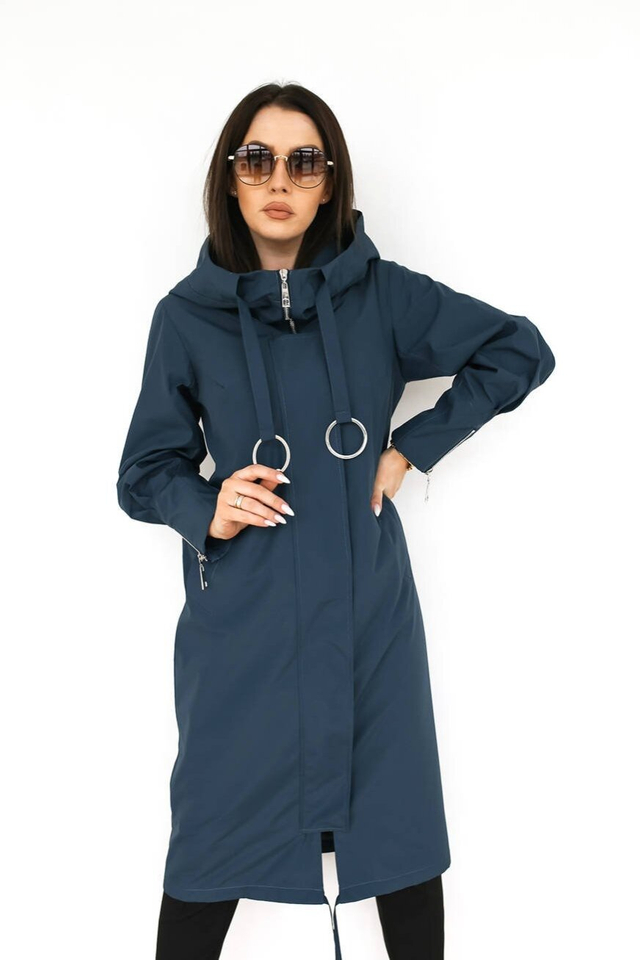 Dámský přechodný kabát oversize s kapucí