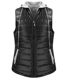 Dámská krátká vesta bez rukávů s kapucí