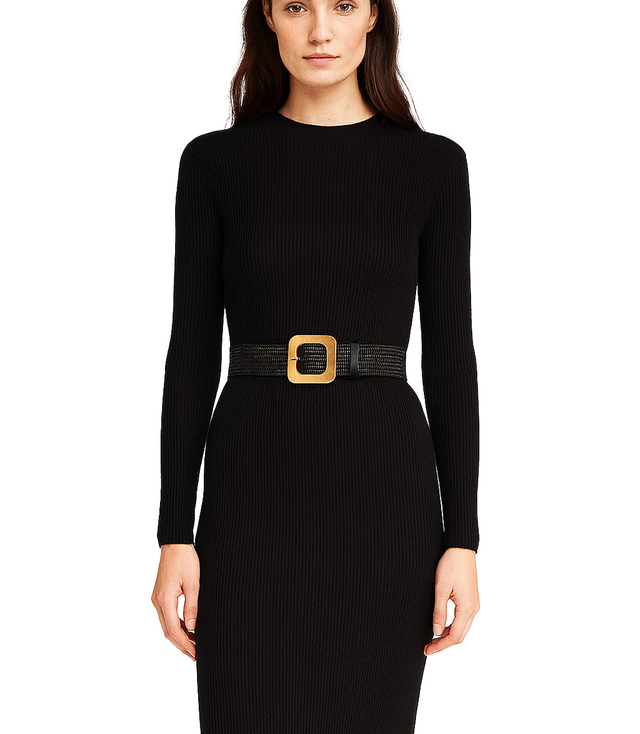 Pletený dámský opasek s velkou sponou