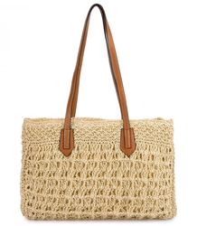 Ažurová taška z rafie s elegantními uchy v letním boho stylu