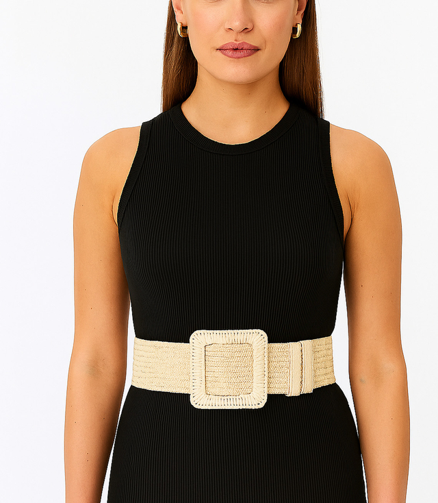 Pletený dámský opasek s velkou sponou