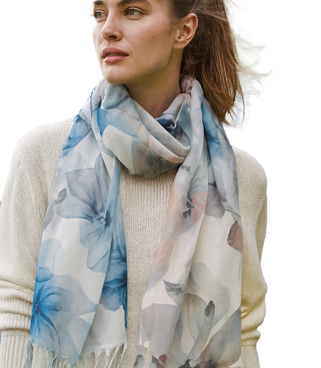 Dámská šála s květinovým vzorem 180x70