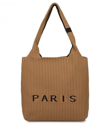 PARIS shopper bag elegantní pruhovaná taška přes rameno se zipem